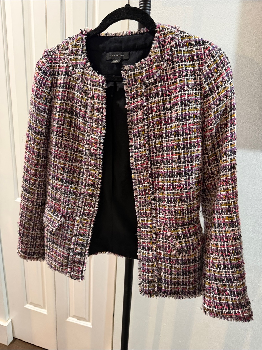 Ann Taylor Multicolor Tweed Open-Front Blazer